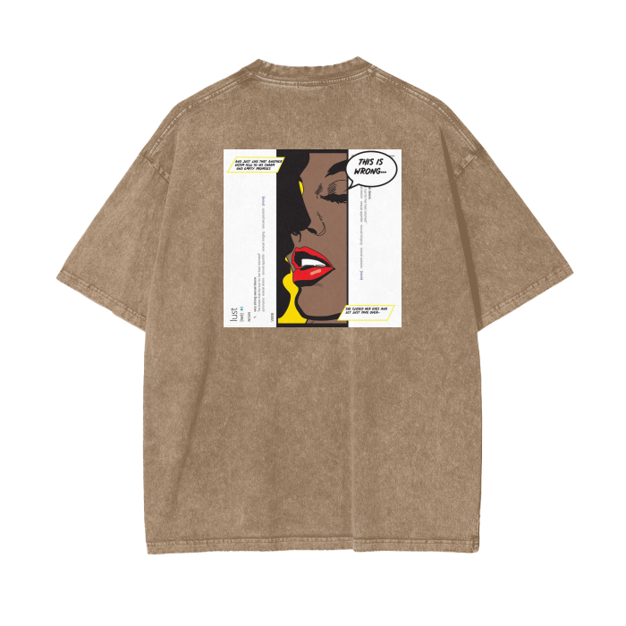 Love Hurts "Lust" Acid Wash Oversize T-Shirt - 250 GSM