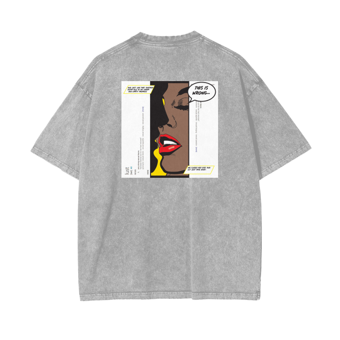 Love Hurts "Lust" Acid Wash Oversize T-Shirt - 250 GSM