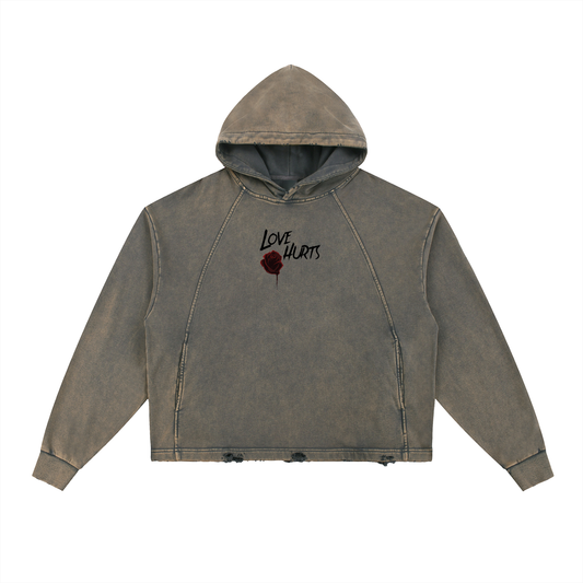 “Memories” Vintage Washed Frayed-Hem Hoodie