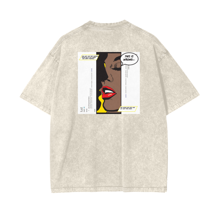 Love Hurts "Lust" Acid Wash Oversize T-Shirt - 250 GSM
