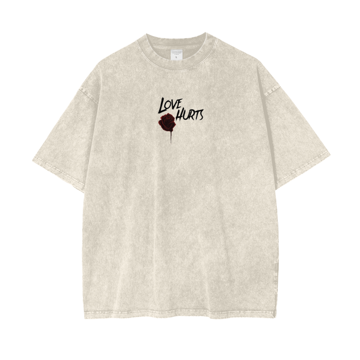 Love Hurts "Lust" Acid Wash Oversize T-Shirt - 250 GSM