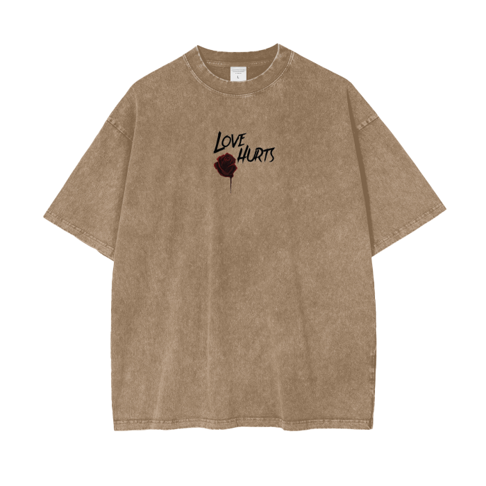 Love Hurts "Lust" Acid Wash Oversize T-Shirt - 250 GSM